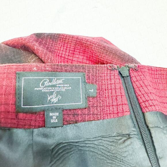 Pendleton Plaid Wool Pencil Skirt Red Black Size L - Picture 5 of 5
